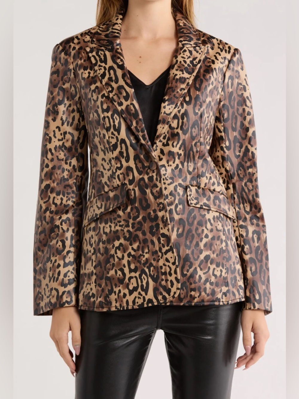 Cinq a Sept Leopard Faux Leather Blazer